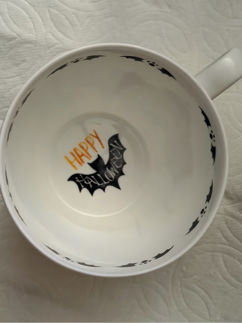 Halloween Cat Ceramic Coffee Mug - White with Black and Orange Cartoon Cats - Picture 4 of 7